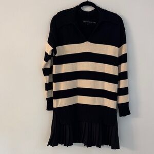 English Factory Black and Cream Striped Mini Dress
